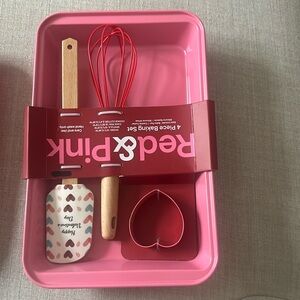 Red & Pink 4 Pieces Baking Set and Silicone Mold